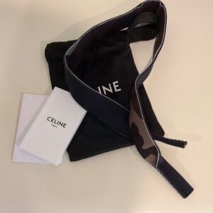 Celine Wide Leather Shoulder Strap with Brown & Black Camo